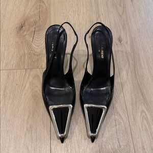 Saint Laurent Avenue Black Slingback Heels